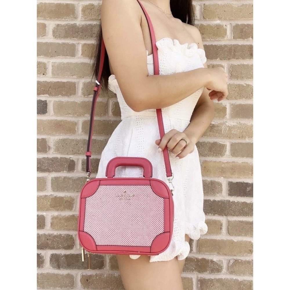 Kate Spade Traveler Trunk #K6116 Top Carry Handle and Crossbody Bag Purse Pink